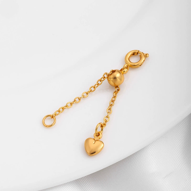 18K metal-clad extension chain with a heart-shaped pendant