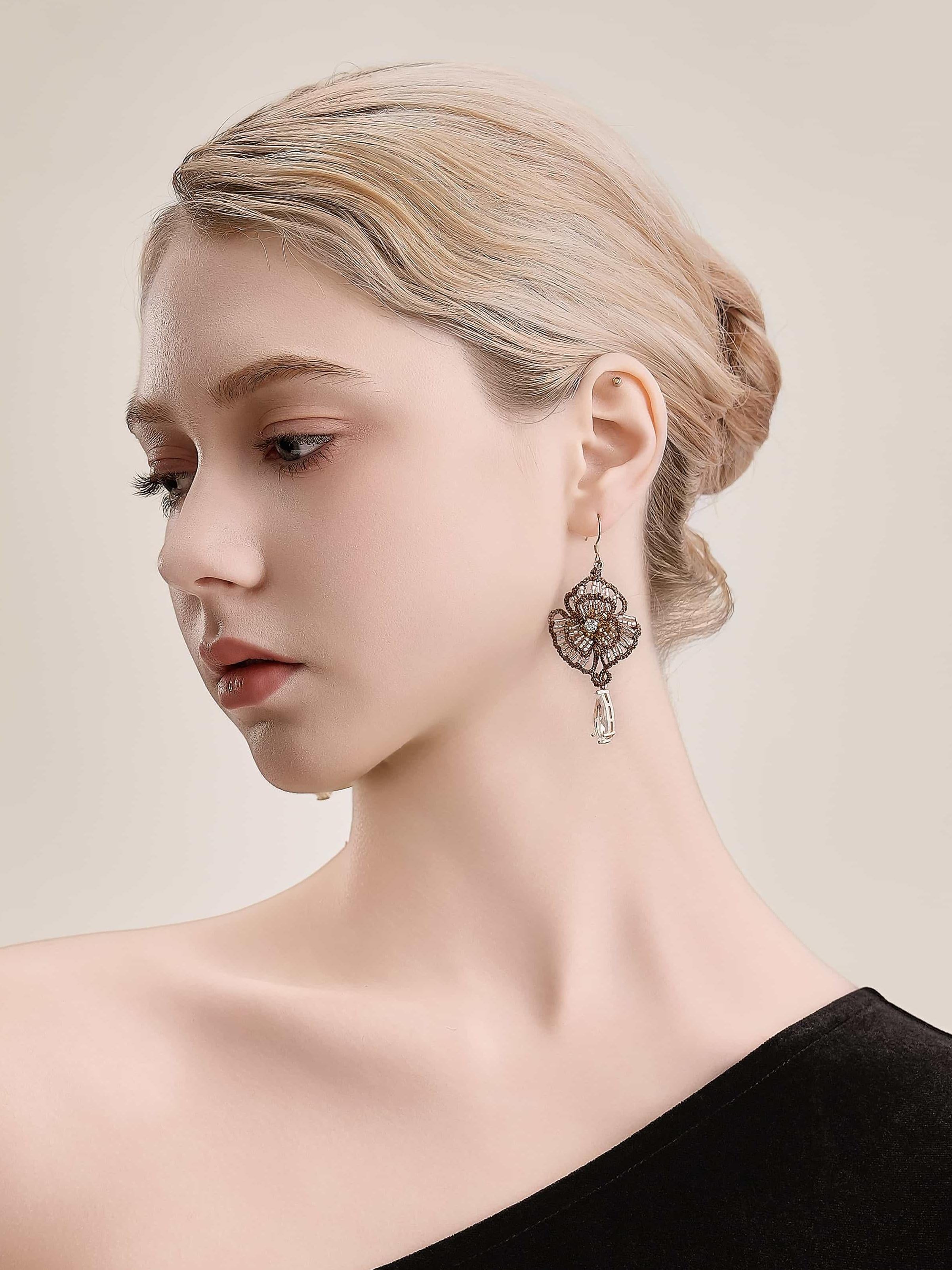 T122 Alina - Camellia Flower Earrings